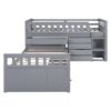 Twin Loft And Platform Bed With 7 Drawers And Full Guardrails, Modern L Shaped Space Saving - Gray - Image 2