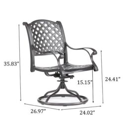 Patio Outdoor Dining Swivel Rocker Chairs With Cushion (Set of 2) - Navy Blue