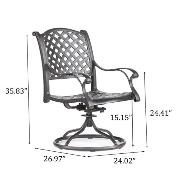 Patio Outdoor Dining Swivel Rocker Chairs With Cushion (Set of 2) - Navy Blue
