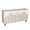 Modern Fluted Sideboard Buffet With Storage, Curve Element, 4 Doors With Adjustable Shelves - White - Image 6
