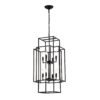 8 Light Metal Lantern Tiered Pendant Hanging Light Fixtures, Industrial Farmhouse Adjustable Height Chandeliers For Dining Room Hallway Foyer Entryway (E12 Bulbs Not Included) - Matte Black - Image 13