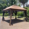 Outdoor 11X 11Ft Pop Up Gazebo Canopy With Removable Zipper Netting, 2 Tier Soft Top Event Tent, Suitable For Patio Backyard Garden Camping Area With 4 Sandbags - Brown - Image 14