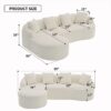 Compression Sofa: Combining Chaise Longue With 3 Seater, Wood Grain Chenille Fabric, Full Sponge Compression Sofa, Combined Sofa With 4 Pillows For Living / Home Furniture / Apartment - White - Image 17