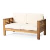Acacia Wood Loveseat And Coffee Table Set With Cushions - Brown - Image 8