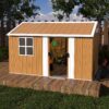 Heavy Duty Metal Storage Shed With Windows, Lockable Door & Ventilation Weatherproof Outdoor Garden Shed - Brown - Image 2