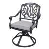 Round 4 Person 48.03" Long Aluminum Dining Set With Cushions - Dark Gray / White - Image 5