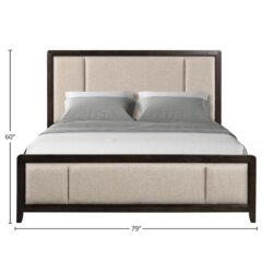 King Upholstered Headboard & Footboard With Traditional Styling - Beige