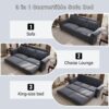 King Pull Out Sofa Bed, Chesterfield Sofa, 3 In 1 Velvet Convertible Sleeper Sofa With Nailhead Trim & Rolled Arm Multifunctional Sofa Bed For Living Room - Gray - Image 8