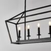 5 Light Farmhouse Kitchen Island Lighting, 5 Light Industrial Linear Chandelier For Dining Room Metal Hanging Pendant Light Fixture For Bedroom Living Room Hallway Conference Room - Matte Black - Image 11
