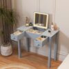 Vanity Table With LED Lights, Flip-Top Mirror And 2 Drawers, Jewelry Storage - Sleek Gray - Image 12