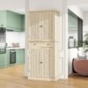 4 Door Storage Cabinet With 1 Drawer And 4 Adjustable Inner Shelves - Natural - Image 2