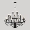 24 Light Chandelier Industrial Iron Candle Chandelier Modern Suspended Farmhouse Chandeliers Pendant Light Fixtures For Dining Room Bedroom Living Room Kitchen Island Foyer E12 Bulb (No Include) - Black - Image 15