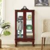 Curio Cabinet Lighted Curio Diapaly Cabinet With Adjustable Shelves And Mirrored Back Panel, Tempered Glass Doors 3 Tier, (E26 Light Bulb Not Included) - Cherry - Image 3