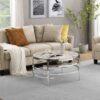 32.48'' Chrome Round Coffee Table With Sintered Stone Top & Sturdy Metal Frame, Modern Coffee Table For Living Room - Silver - Image 3