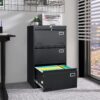 Filing Cabinet Lateral File Cabinet 3 Drawer, Blcak Locking Metal File Cabinets Three Drawer, Office Filing Cabinet With Lock Drawers For Home Office - Black - Image 19