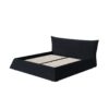 King Size Upholstered Platform Bed With Special Shaped Velvet Headboard, Metal & Solid Wood Frame - Black - Image 10