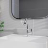 Bathroom Sink Faucet With Spray Function And Temperature Display, Anti Skid Switch, 360 Degree Rotary, Brass Material - Chrome - Image 2