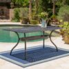 Enchantia - Outdoor Rectangular Dining Table With Weave Tabletop And Flared Legs - Copper - Image 7