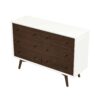 Mid-Century Modern White Dresser 6 Drawer - Dark Brown / White - Image 7