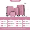 4 Piece Lightweight Suitcase, 14" Makeup Box, Aircraft Wheels (14/20/24/28) - Pink - Image 3