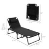Outsunny - Outdoor Chaise, Adjustable Folding Chaise Lounge With 4-Position Backrest, Magazine Pocket, Removable Head Pillow, Sun Bathing Lounger Chair For Patio, Beach - Gray - Image 3