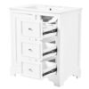 Bathroom Vanity Cabinet With Ceramic Basin, 3 Drawers And Adjustable Shelves - White - Image 15