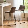 Barstool With Upholstery And Foot Rail - Vintage Brown - Image 8