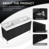 Deluxe 60" Freestanding Bathroom Vanity With Resin Double Sink - Dark Oak - Image 9