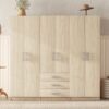 6 Doors Wardrobe Storage For Bedroom, With Big Drawers - Brown - Image 8