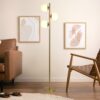 Brilliance - Modern Floor Lamp, Opal Shades And Round Base - Clear / Gold - Image 5