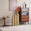 Metal Decorative Vase High Distress Metal Center Vase With 3D Triangle Pattern, (Set of 3) Vases For Home Decoration - Gold - Image 15