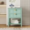 2 Drawer Side Table, American Style, End Table, Suitable For Bedroom, Living Room, Study - Light Green - Image 2