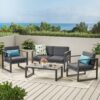 4 Piece Outdoor Chair Set With Weather Resistant Cushion - Dark Gray - Image 7