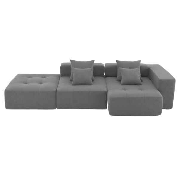 3 Piece Free Combination L Shaped Modular Sectional, Minimalist Floor Couch Set, Convertible Foam Filled Cloud Compressed Couch For Living Room - Gray