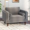 Amber - Velvet Lounge Chair - Brown / Gray - Image 11