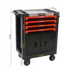 Removable 4 Drawer Metal Tool Cart With Lock - Black / Red - Image 9