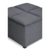Avalon - Square Coffee Table Storage Ottoman - Slate Gray - Image 4
