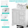 Bathroom Vanity Cabinet With Ceramic Basin, 3 Drawers And Adjustable Shelves - White - Image 4