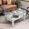Modern Rectangular Coffee Table & Tempered Glass Top Layer, Table For Living Room - Transparent - Image 5