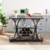 Industrial Bar Cart Kitchen Bar & Serving Cart For Home With Wheels 3 Tier Storage Shelves - Black / Gray - Image 2