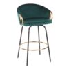 Claire - Contemporary / Glam Counter Stool (Set of 2) - Black / Emerald Green - Image 2