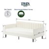 Elena - Twin Upholstered Daybed, Ribbed Tufted Backrest - Beige - Image 14