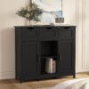 Storage Cabinets, Wooden Floor Cabinet, With Drawers And Shelves Storage Cabinets, Accent Cabinet For Living Room, Bedroom, Bathroom Furniture Home Decor - Black - Image 5