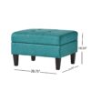 Tufted Waffle Stitch Upholstered Storage Ottoman With Wood Legs - Teal - Image 4