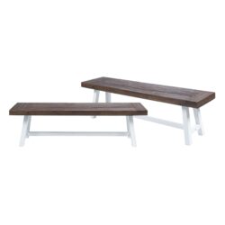 Tranquilizer - Outdoor Bench With Slat Panel Design (Set of 2) - Dark Brown / White