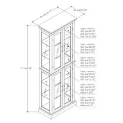 Curio Cabinet Lighted Curio Diapaly Cabinet With Adjustable Shelves And Mirrored Back Panel, Tempered Glass Doors (6 Tier), (E26 Light Bulb Not Included) - Oak