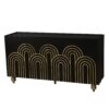 4 Door Cabinet Modern Fluted Sideboard Buffet With Storage, Curve Element With Strict Lines - Black - Image 7