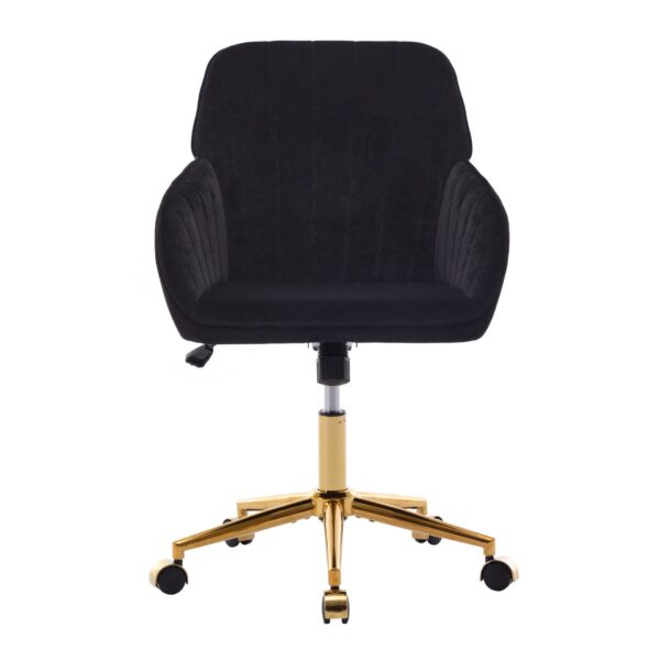 Adjustable Office Chair, Ergonomic Swivel Chair Velvet, Comfortable For Long Sitting - Black