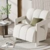 Modern Minimalist Leisure Armchair With L Shaped Armrests For Living Room - White - Image 4