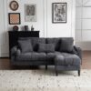 3 Seat L-Shaped Chenille Sofa With Removable And Storage Ottoman, Side Storage, And USB / C - Type Charging Ports Sofa For Living Room, Bedroom, Apartment - Antique Dark Gray - Image 5